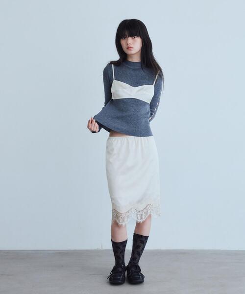 CODE A(コードエー)の「UKI UKI*CODE A|satin lace skirt(スカート・レディース・ピンク/オフホワイト・36/34)」の15枚目の写真