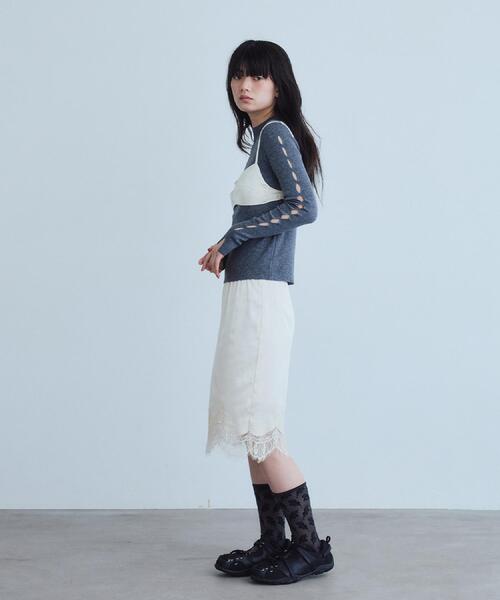 CODE A(コードエー)の「UKI UKI*CODE A|satin lace skirt(スカート・レディース・ピンク/オフホワイト・36/34)」の16枚目の写真