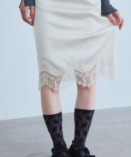 CODE A(コードエー)の「UKI UKI*CODE A|satin lace skirt(スカート・レディース・ピンク/オフホワイト・36/34)」の18枚目の写真