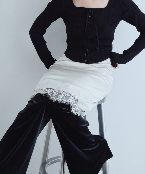 CODE A(コードエー)の「UKI UKI*CODE A|satin lace skirt(スカート・レディース・ピンク/オフホワイト・36/34)」の20枚目の写真