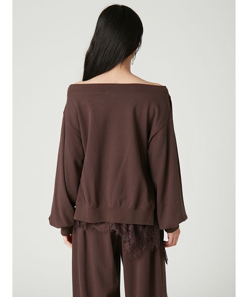 FRAY I.D(フレイアイディー)の「2wayレーストリムオフショルスウェット(Tシャツ/カットソー・レディース・アイボリー/ブラウン/グレー・F)」の18枚目の写真