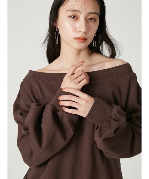 FRAY I.D(フレイアイディー)の「2wayレーストリムオフショルスウェット(Tシャツ/カットソー・レディース・アイボリー/ブラウン/グレー・F)」の12枚目の写真