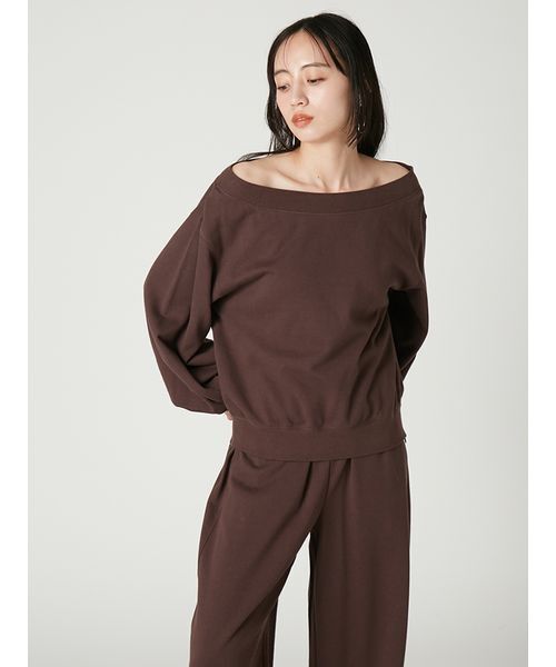 FRAY I.D(フレイアイディー)の「2wayレーストリムオフショルスウェット(Tシャツ/カットソー・レディース・アイボリー/ブラウン/グレー・F)」の5枚目の写真