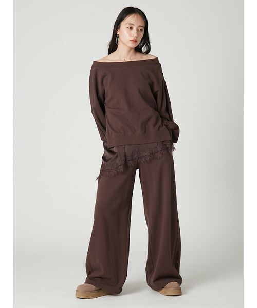 FRAY I.D(フレイアイディー)の「2wayレーストリムオフショルスウェット(Tシャツ/カットソー・レディース・アイボリー/ブラウン/グレー・F)」の8枚目の写真