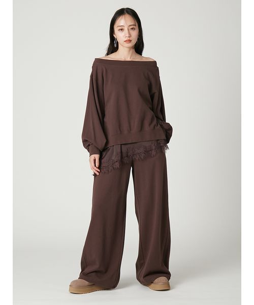 FRAY I.D(フレイアイディー)の「2wayレーストリムオフショルスウェット(Tシャツ/カットソー・レディース・アイボリー/ブラウン/グレー・F)」の10枚目の写真