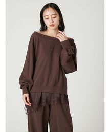 2wayレーストリムオフショルスウェット