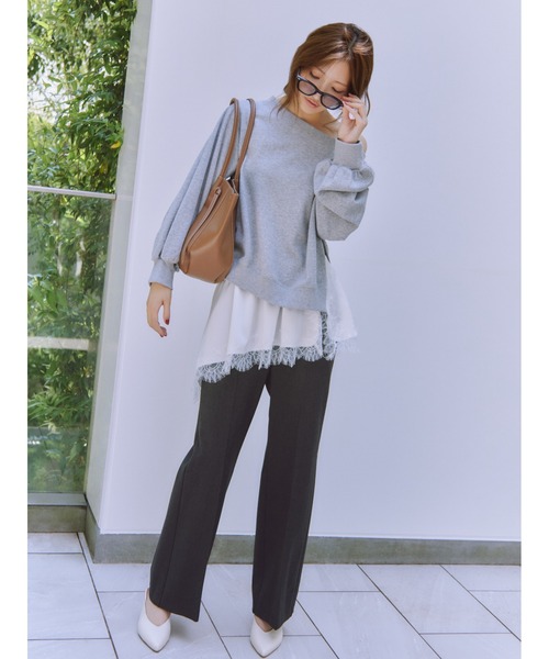 FRAY I.D(フレイアイディー)の「2wayレーストリムオフショルスウェット(Tシャツ/カットソー・レディース・アイボリー/ブラウン/グレー・F)」の19枚目の写真
