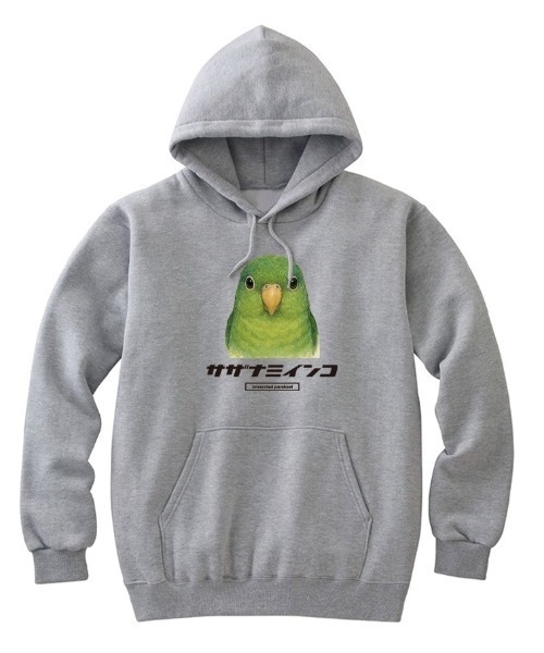 Moftique（モフティック）の「Moftique（モフティック） プルパーカー スウェット 裏毛 サザナミインコ 鳥 ペット アニマル プリント トップス レディース ユニセックス（パーカー・レディース・ホワイト/ブラック/ヘザーグレー・XS/S）」の3枚目の写真