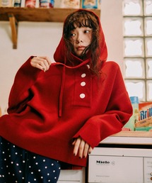 予約商品】ニット/セーター（レッド/赤色系・ボーダー柄）ファッション