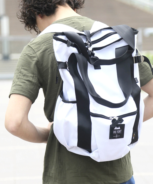 Denime（ドゥニーム）の「【PINE FORT】2WAY TOTE PACK（トートバッグ・メンズ・オリーブ/ホワイト/ネイビー/ブラック・FREE）」の2枚目の写真