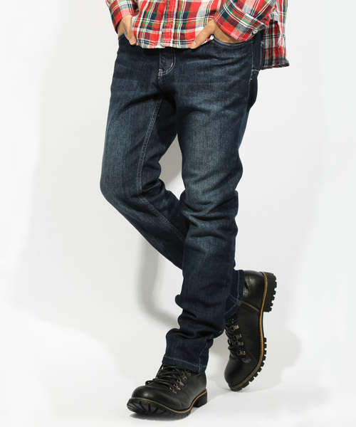 ８(eight)（エイト）の「テーパードスキニーパンツ  デニムジーンズ（デニムパンツ・メンズ・ネイビー/ベージュ/ブラック/ホワイト/ブルー/カーキ・MEDIUM/SMALL/X-LARGE/LARGE）」の6枚目の写真