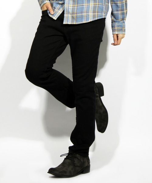 ８(eight)（エイト）の「テーパードスキニーパンツ  デニムジーンズ（デニムパンツ・メンズ・ネイビー/ベージュ/ブラック/ホワイト/ブルー/カーキ・MEDIUM/SMALL/X-LARGE/LARGE）」の2枚目の写真