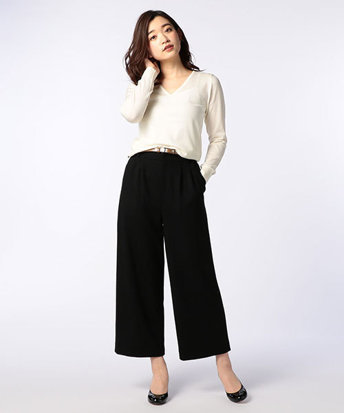 NOLLEY’S（ノーリーズ）の「【GINGER2月号/STORY2月号掲載】圧縮スムースワイドパンツ（その他パンツ・レディース・オフホワイト/ベージュ/ブラック・38/36/34）」の16枚目の写真