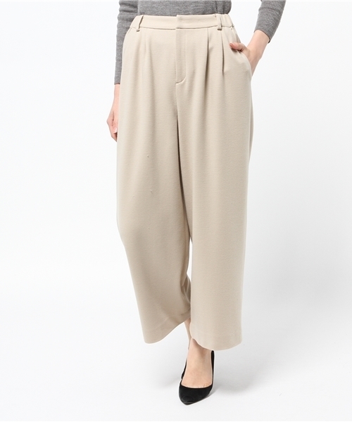 NOLLEY’S（ノーリーズ）の「【GINGER2月号/STORY2月号掲載】圧縮スムースワイドパンツ（その他パンツ・レディース・オフホワイト/ベージュ/ブラック・38/36/34）」の3枚目の写真