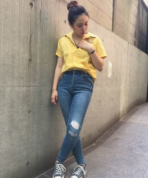 AVIREX(アヴィレックス)の「avirex/ アヴィレックス/ L S/S AIR PATROL EMB SHIRTS/ エアーパトロール 刺繍 シャツ(シャツ/ブラウス・レディース・ホワイト/ネイビー/イエロー・FREE)」の12枚目の写真