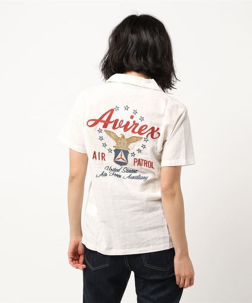 AVIREX(アヴィレックス)の「avirex/ アヴィレックス/ L S/S AIR PATROL EMB SHIRTS/ エアーパトロール 刺繍 シャツ(シャツ/ブラウス・レディース・ホワイト/ネイビー/イエロー・FREE)」の8枚目の写真
