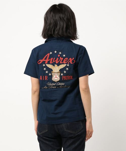 AVIREX(アヴィレックス)の「avirex/ アヴィレックス/ L S/S AIR PATROL EMB SHIRTS/ エアーパトロール 刺繍 シャツ(シャツ/ブラウス・レディース・ホワイト/ネイビー/イエロー・FREE)」の7枚目の写真
