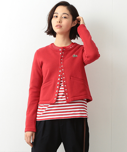 Beams Boy ビームスボーイ の Lacoste 別注 スウェット スナップボタン カーディガン スウェット Wear