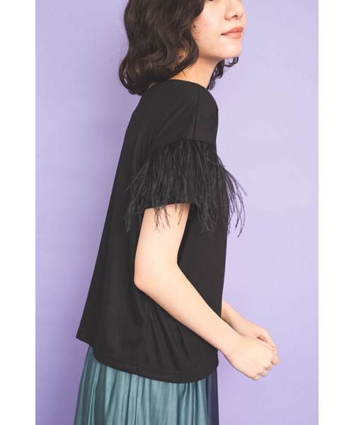 TEVALT(ヴァレット)の「<Titilate valet> フェザースリーブ トップス (Tシャツ/カットソー・レディース・アイボリー/ブラック/サンドベージュ・38)」の14枚目の写真