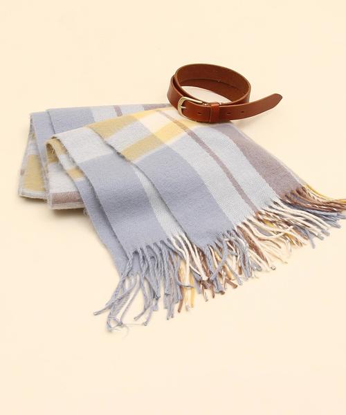 coen（コーエン）の「フェザータッチチェックストール(ブラック⇒ WEB限定カラー)(マフラー)（ストール/ショール・レディース・ブラック/レッド/グリーン/ワイン/ライトブルー・FREE）」の17枚目の写真