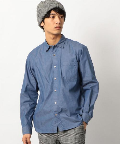 green label relaxing（グリーンレーベルリラクシング）の「NM シャンブレー ミニレギュラーカラー シャツ ◆（シャツ/ブラウス・メンズ・ネイビー/コバルトブルー・LARGE/X-LARGE/MEDIUM/SMALL/X-SMALL）」の2枚目の写真