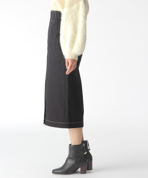 mysty woman（ミスティウーマン）の「配色ステッチナロースカート（スカート・レディース・ブラック/ベージュ/アイボリー・FREE）」の7枚目の写真