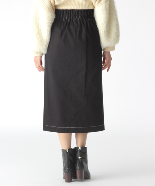 mysty woman（ミスティウーマン）の「配色ステッチナロースカート（スカート・レディース・ブラック/ベージュ/アイボリー・FREE）」の10枚目の写真