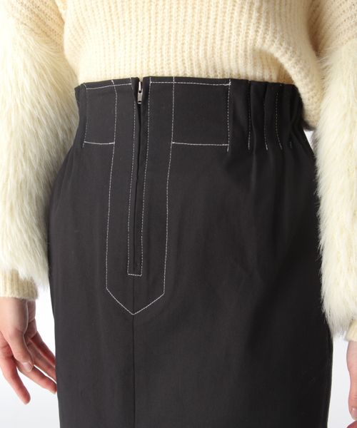 mysty woman（ミスティウーマン）の「配色ステッチナロースカート（スカート・レディース・ブラック/ベージュ/アイボリー・FREE）」の11枚目の写真