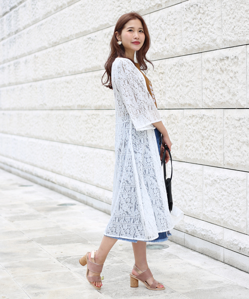 Bab Bou Jeloud(バブブージュルード)の「【WEB限定】スクエアレースロングガウン(カーディガン/ボレロ・レディース・ブラック/オフホワイト・38)」の5枚目の写真