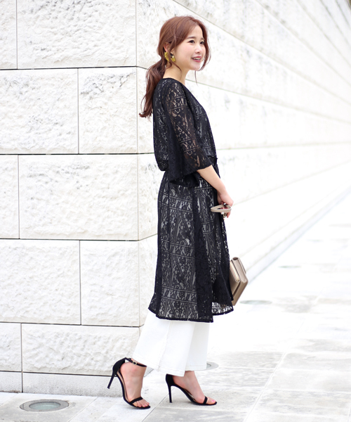 Bab Bou Jeloud(バブブージュルード)の「【WEB限定】スクエアレースロングガウン(カーディガン/ボレロ・レディース・ブラック/オフホワイト・38)」の9枚目の写真