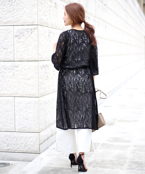 Bab Bou Jeloud(バブブージュルード)の「【WEB限定】スクエアレースロングガウン(カーディガン/ボレロ・レディース・ブラック/オフホワイト・38)」の10枚目の写真