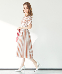 ストライプカシュクールワンピース
