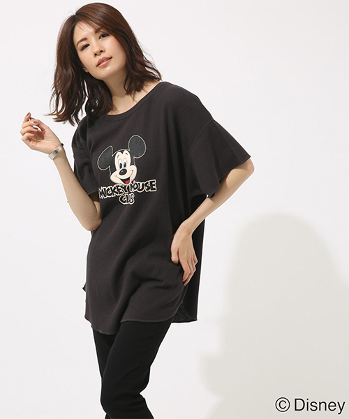 AZUL by moussy（アズールバイマウジー）の「MICKEY MOUSE CLUB TEE（Tシャツ/カットソー・レディース・ライトブラック/オフホワイト・MEDIUM/SMALL）」の14枚目の写真