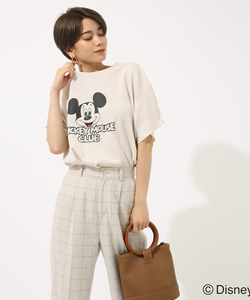 AZUL by moussy（アズールバイマウジー）の「MICKEY MOUSE CLUB TEE（Tシャツ/カットソー・レディース・ライトブラック/オフホワイト・MEDIUM/SMALL）」の5枚目の写真