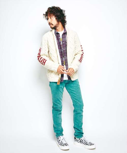 HYSTERIC GLAMOUR（ヒステリックグラマー）の「CANADIAN SWEATER×HYSTERIC/HYSTERIC FACE編込 カウチン（カーディガン/ボレロ・メンズ・レッド/ホワイト/ブラック・SMALL/MEDIUM/LARGE）」の11枚目の写真