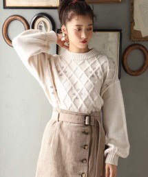 バラ刺繍ニット