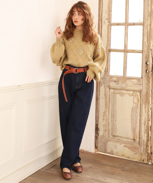 one after another NICE CLAUP（ワンアフターアナザーナイスクラップ）の「バラ刺繍ニット（ニット/セーター・レディース・アイボリー/ブラック/グリーン系その他/イエロー系その他・FREE）」の10枚目の写真