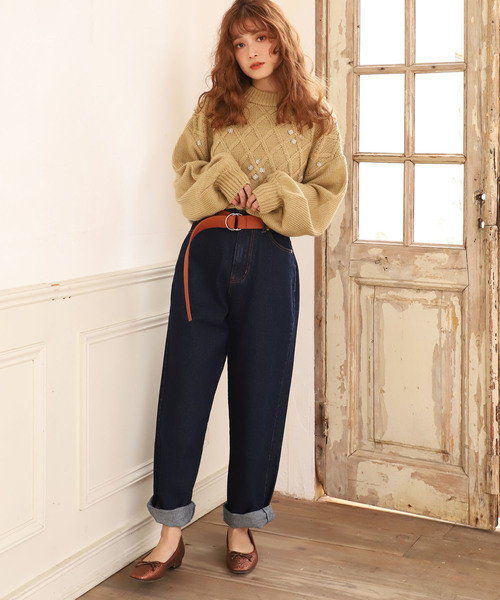 one after another NICE CLAUP（ワンアフターアナザーナイスクラップ）の「バラ刺繍ニット（ニット/セーター・レディース・アイボリー/ブラック/グリーン系その他/イエロー系その他・FREE）」の11枚目の写真