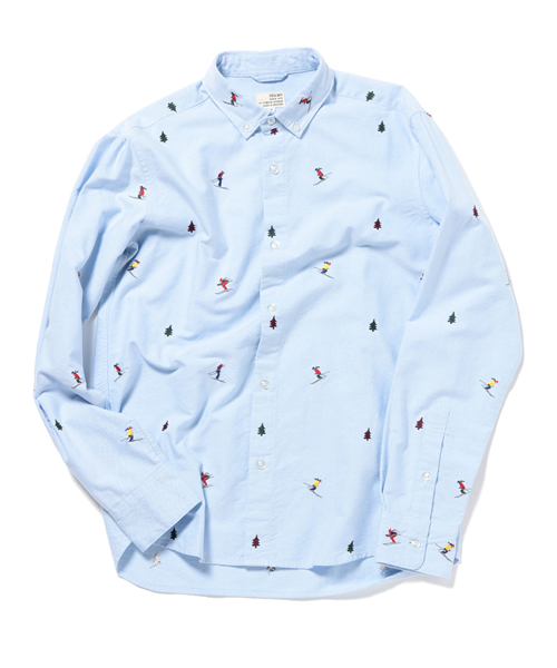 BEAMS（ビームス）の「◎□BEAMS / オックス総柄刺繍BDシャツ（シャツ/ブラウス・メンズ・ホワイト/サックスブルー/ネイビー・SMALL/MEDIUM/LARGE）」の3枚目の写真