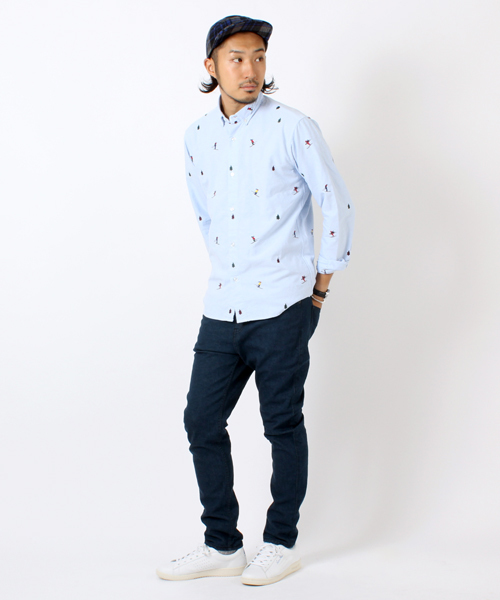 BEAMS（ビームス）の「◎□BEAMS / オックス総柄刺繍BDシャツ（シャツ/ブラウス・メンズ・ホワイト/サックスブルー/ネイビー・SMALL/MEDIUM/LARGE）」の18枚目の写真