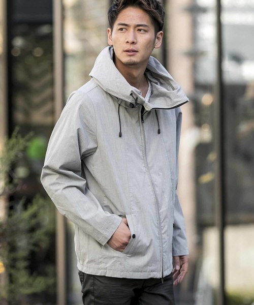 A.S.M(エーエスエム)の「シャンブレーストレッチ / ボリューム ネック ジップアップ 2WAY ライトマンパー (フード収納)(マウンテンパーカー・メンズ・ブラック/ライトグレー・48/50/52)」の21枚目の写真