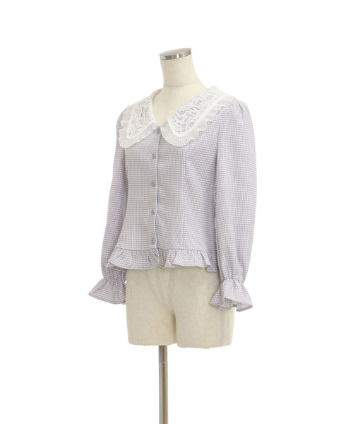 lissi Boutique（リージーブティック）の「レース襟チェックブラウス