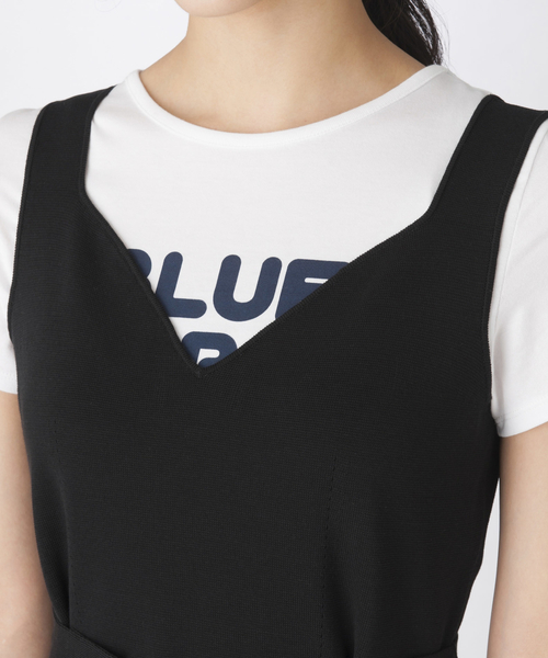 【美品】ブルーレーベルクレストブリッジ ミラノリブニットジャンパードレス 38 BLUE LABEL CRESTBRIDGE（ブルーレーベルクレストブリッジ）の