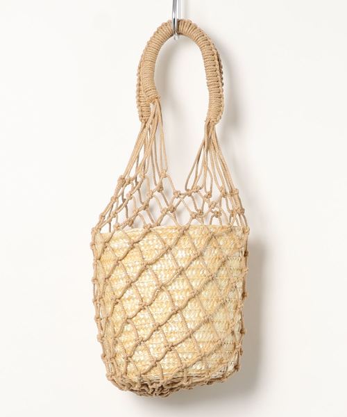 KOBE LETTUCE（コウベレタス）の「フィッシュネットバケツ型カゴバッグ（かごバッグ・レディース・ベージュ系その他/ブラック/オフホワイト・FREE）」の11枚目の写真