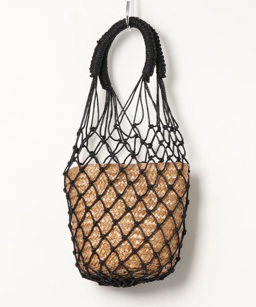KOBE LETTUCE（コウベレタス）の「フィッシュネットバケツ型カゴバッグ（かごバッグ・レディース・ベージュ系その他/ブラック/オフホワイト・FREE）」の14枚目の写真
