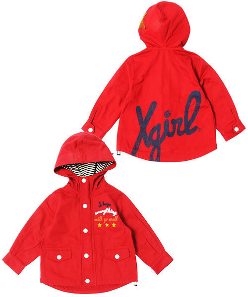 X-girl Stages(エックスガールステージス)の「MODS JACKET (4T~7T)(モッズコート・キッズ・オリーブ/レッド/ネイビー・4T/6T/7T/5T)」の1枚目の写真