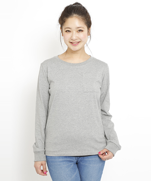 X-girl（エックスガール）の「BASIC L/S TOP（Tシャツ/カットソー・レディース・マルチ/ブラック/アッシュ/レッド/グリーン/ネイビー・1/2）」の2枚目の写真