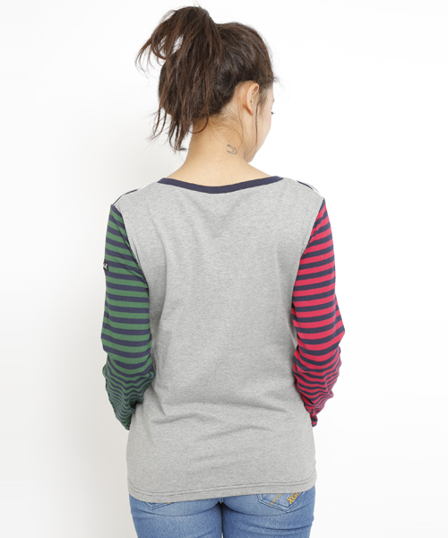 X-girl（エックスガール）の「BASIC L/S TOP（Tシャツ/カットソー・レディース・マルチ/ブラック/アッシュ/レッド/グリーン/ネイビー・1/2）」の9枚目の写真