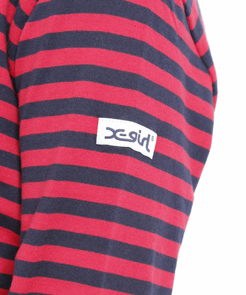 X-girl（エックスガール）の「BASIC L/S TOP（Tシャツ/カットソー・レディース・マルチ/ブラック/アッシュ/レッド/グリーン/ネイビー・1/2）」の12枚目の写真