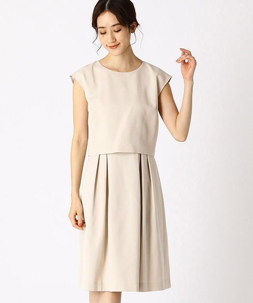 COMME CA ISM(コムサイズム)の「<セットアップ対応> レイヤードワンピース(ワンピース・レディース・ネイビー/ベージュ・SMALL/MEDIUM/LARGE/X-LARGE)」の5枚目の写真